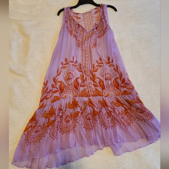 Anthropologie Floreat 100% silk midi dress, size 12 petite. - Picture 3 of 6